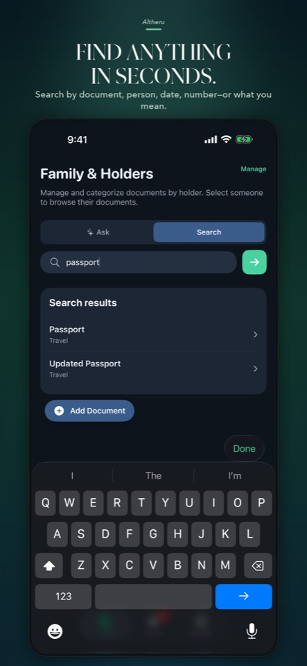 Search documents by meaning in Altheru